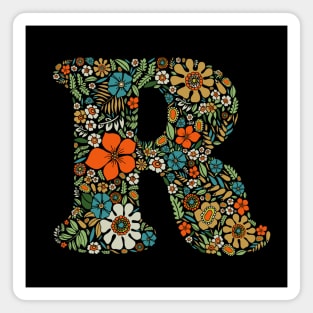 Hippie Floral Letter R Magnet